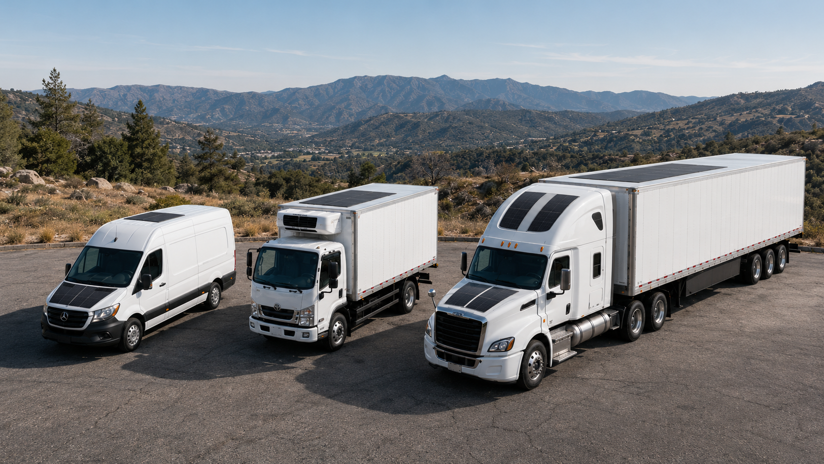 Commercial vans and trucks equipped with integrated flexible solar panels