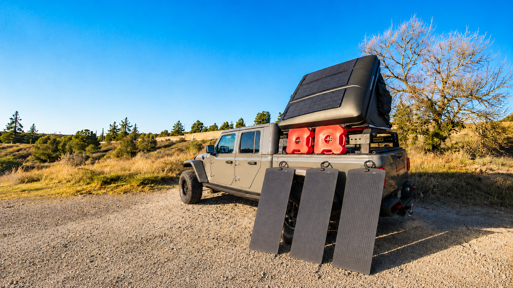 Lensun rooftop tent solar solution